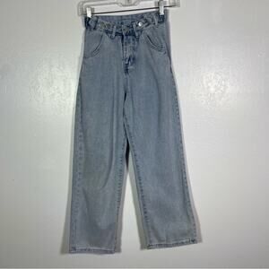 Cool High Waist, Wide Leg Light Wash Jeans, Size XS but measures to a 24.